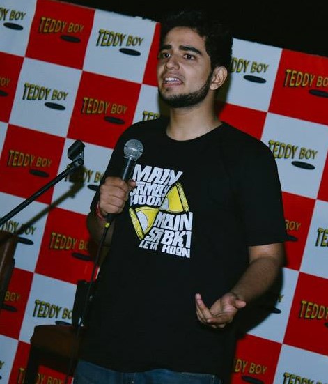 Samay Raina, a stand up comedian performs at an Orange Octopus event in 2017.