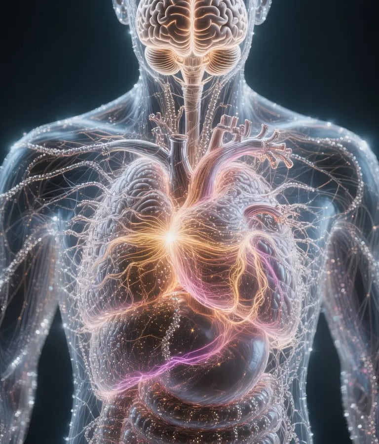 a human body with a heart and a brain