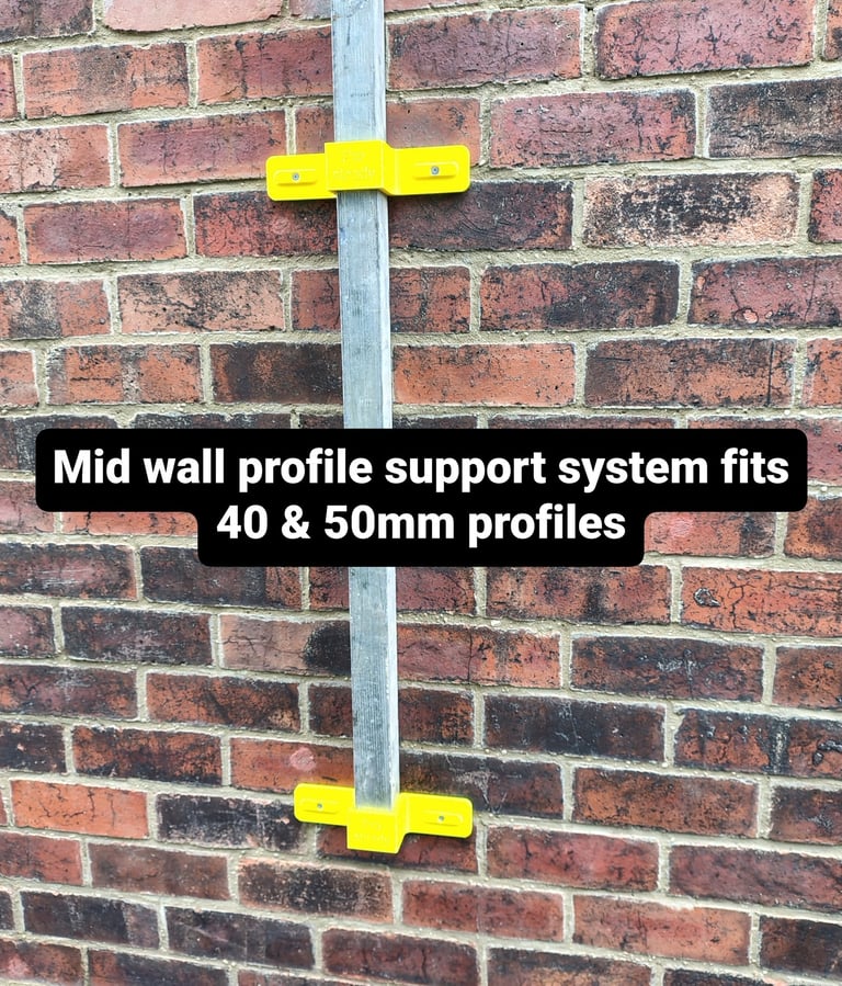 Mid wall profile clamps. Can be used with both 40 & 50mm profiles