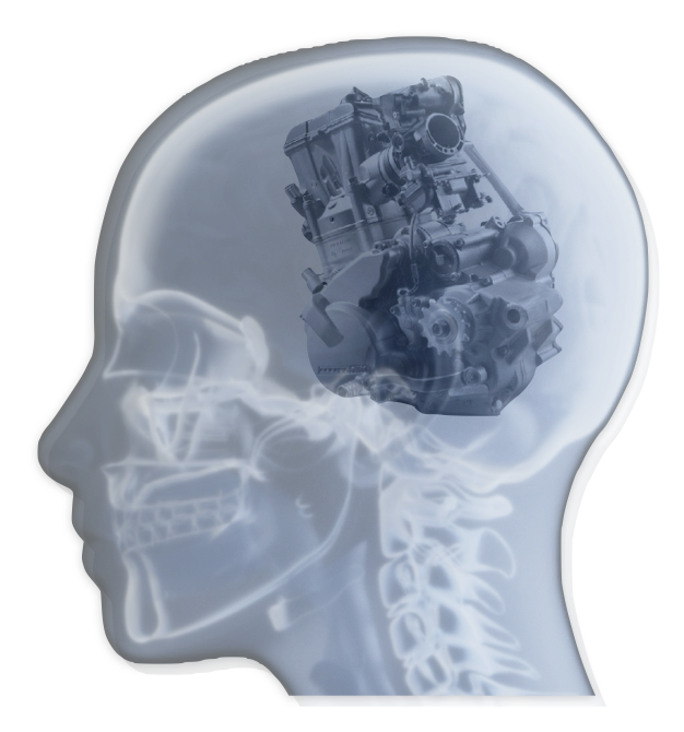 GJ Silver Ride to Rise Coaching engine within a human skull x-ray