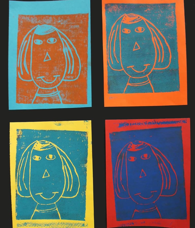4 prints of a child's face