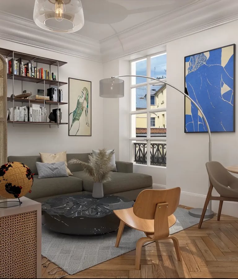 Décoration salon et séjour projet Montbauron, agence Nina Poma Studio.