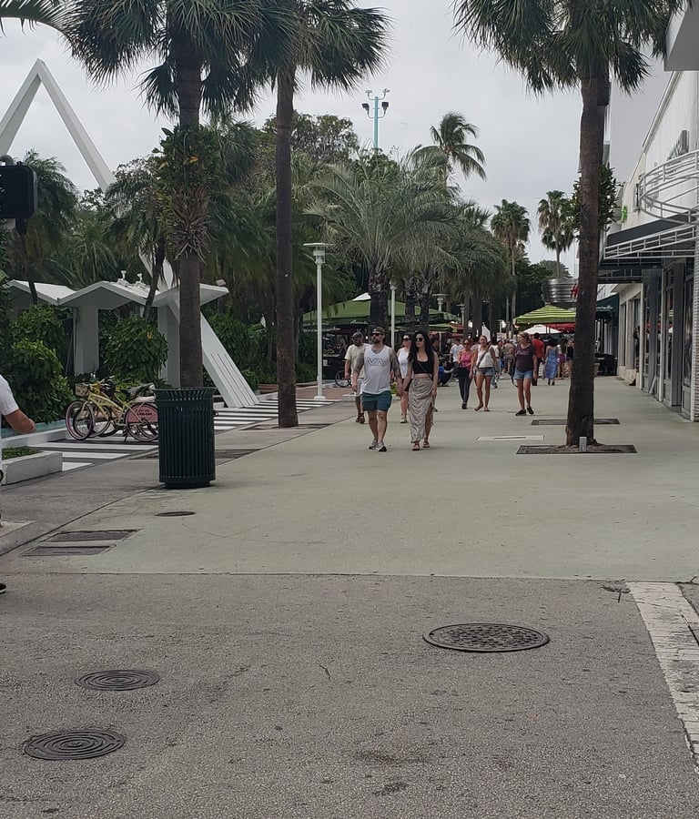 Pedestrian street with bicycle parking in Miami Florida