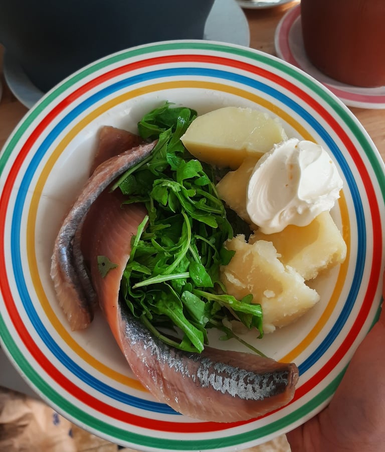 Assiette avec du poisson et des légumes alimentation Céline Navarro Naturopathe
