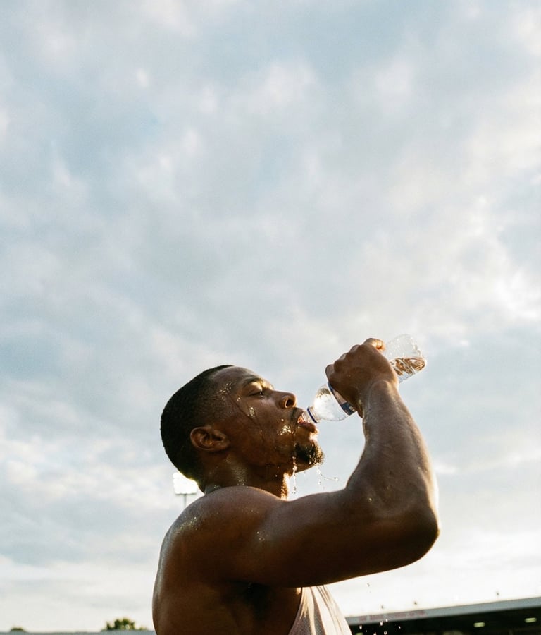 an athelet drinking water
