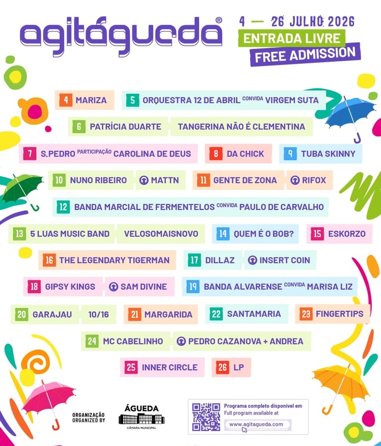 Cartaz oficial do AgitÁgueda 2026 com programação completa do festival