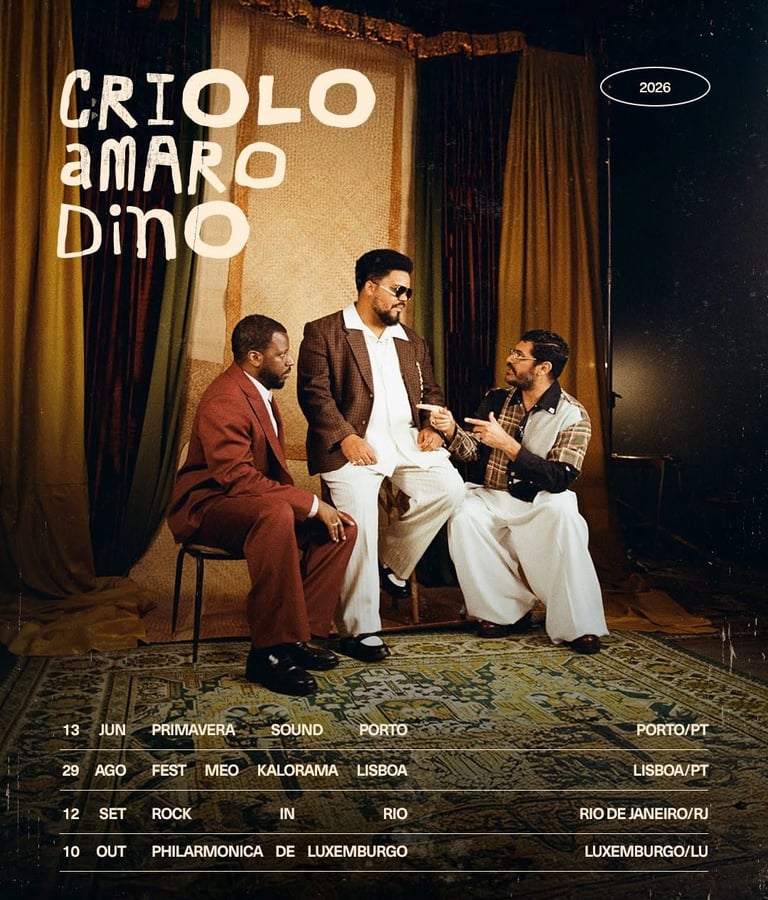 Criolo Amaro Freitas e Dino D'Santiago anunciam turne internacional em 2026