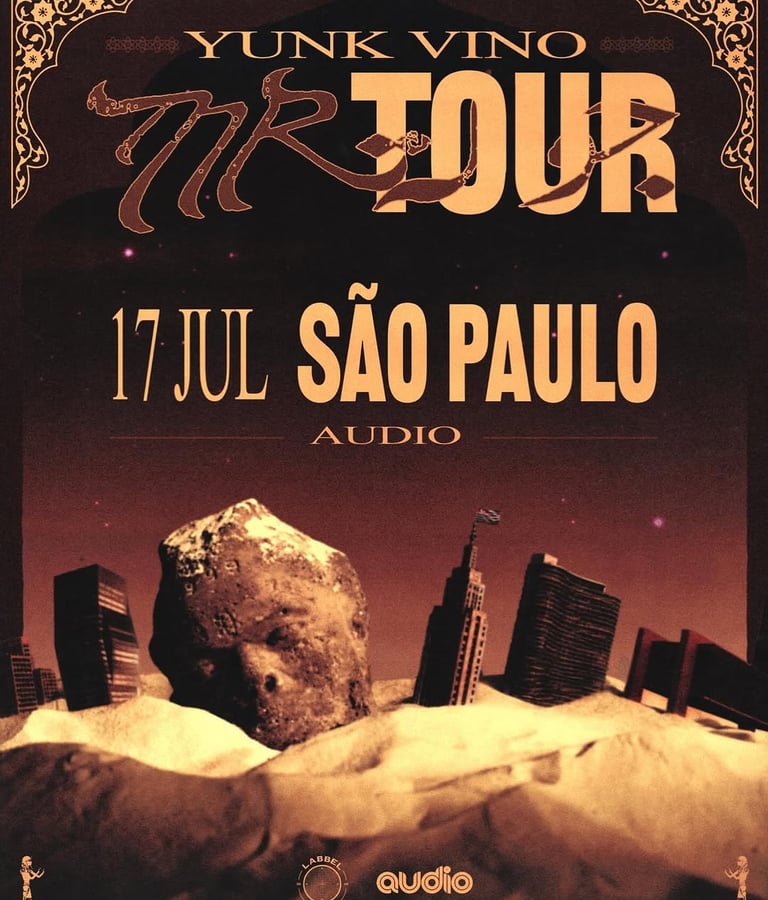Cartaz oficial da MR Tour de Yunk Vino com datas da turnê e estreia em São Paulo