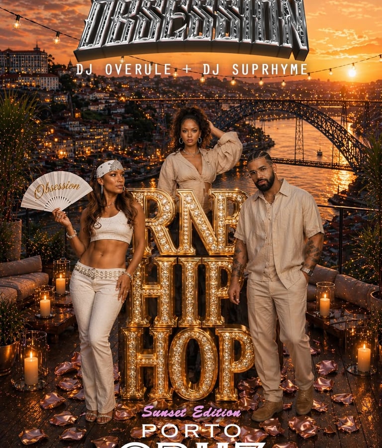 Festa OBSESSION Sunset Edition no rooftop Espaço Porto Cruz no Porto