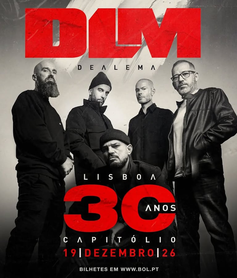 Cartaz oficial do concerto dos Dealema no Capitólio em Lisboa celebrando 30 anos de carreira