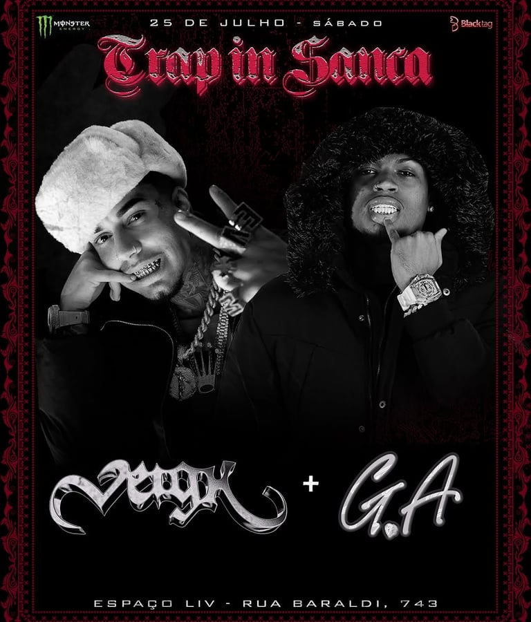 Cartaz oficial do Trap in Sanca com Veigh e G.A em São Carlos
