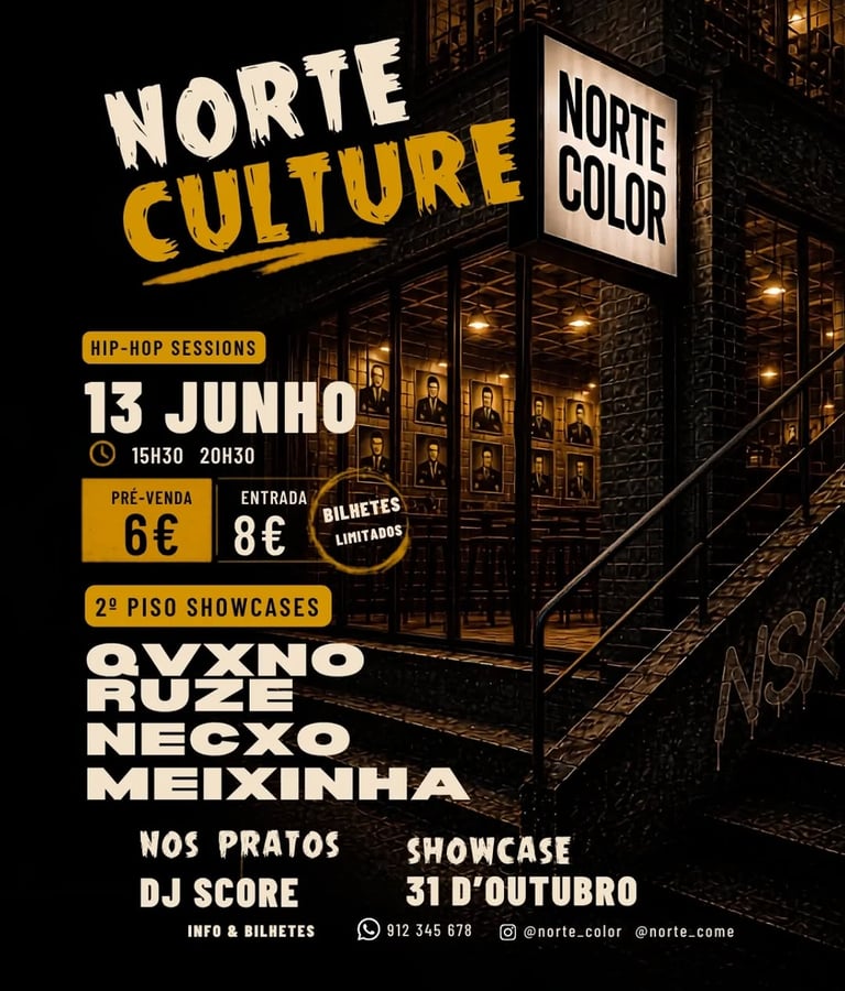 Evento Norte Culture Hip Hop Sessions com artistas da cena urbana do Porto