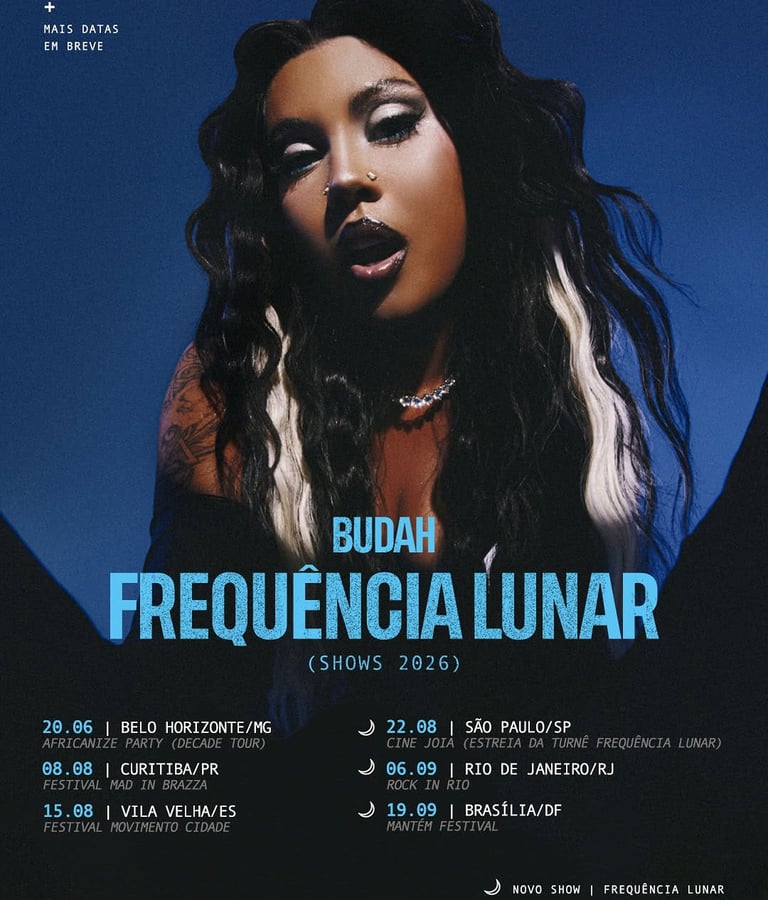 Budah divulga cartaz oficial da Frequência Lunar Tour 2026 com datas de shows pelo Brasil