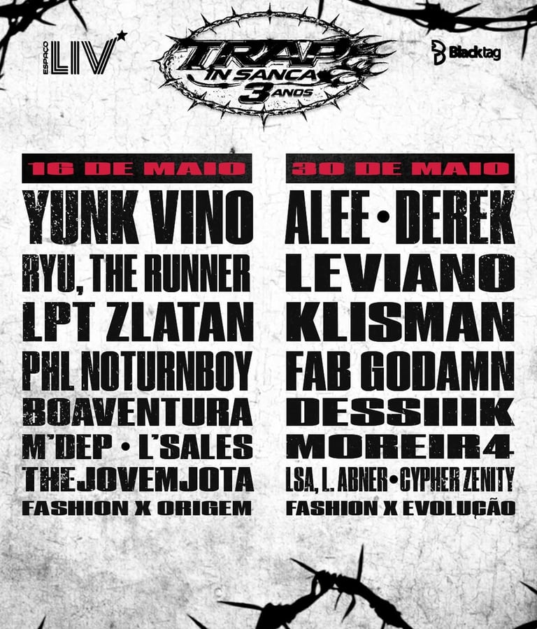 Line-up do evento Trap in Sanca 3 anos em São Carlos
