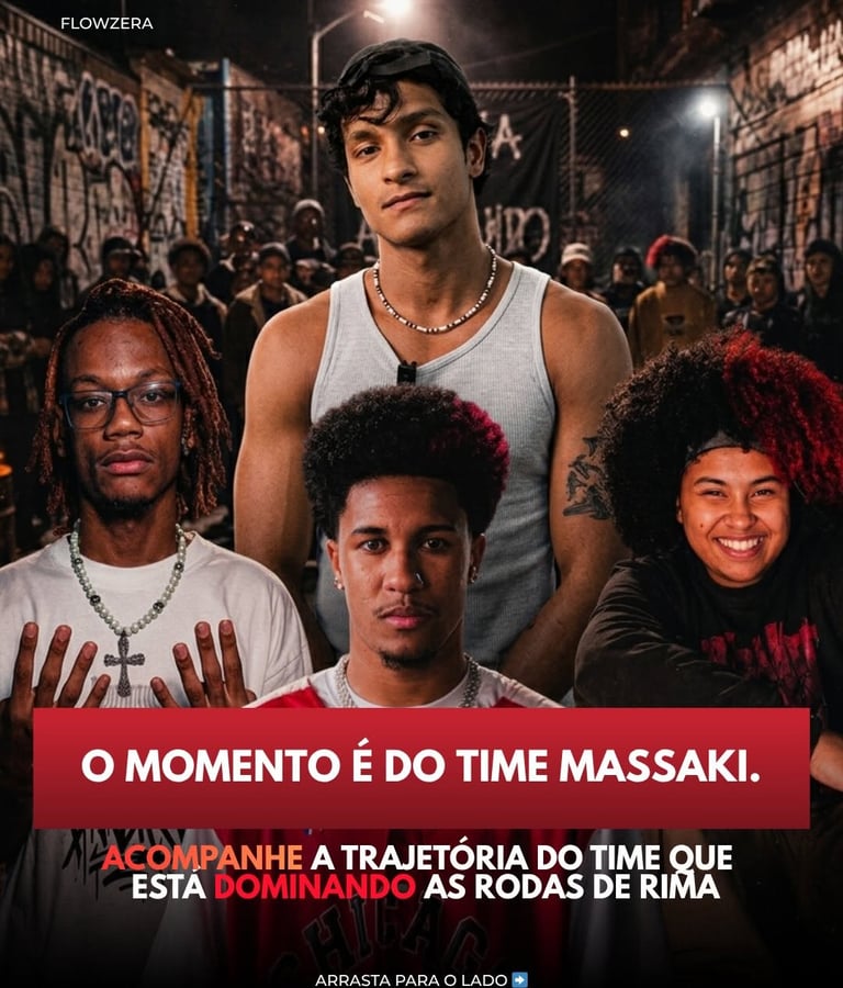 Victor Massaki e Time de Rima QIX reunindo MCs da cena freestyle