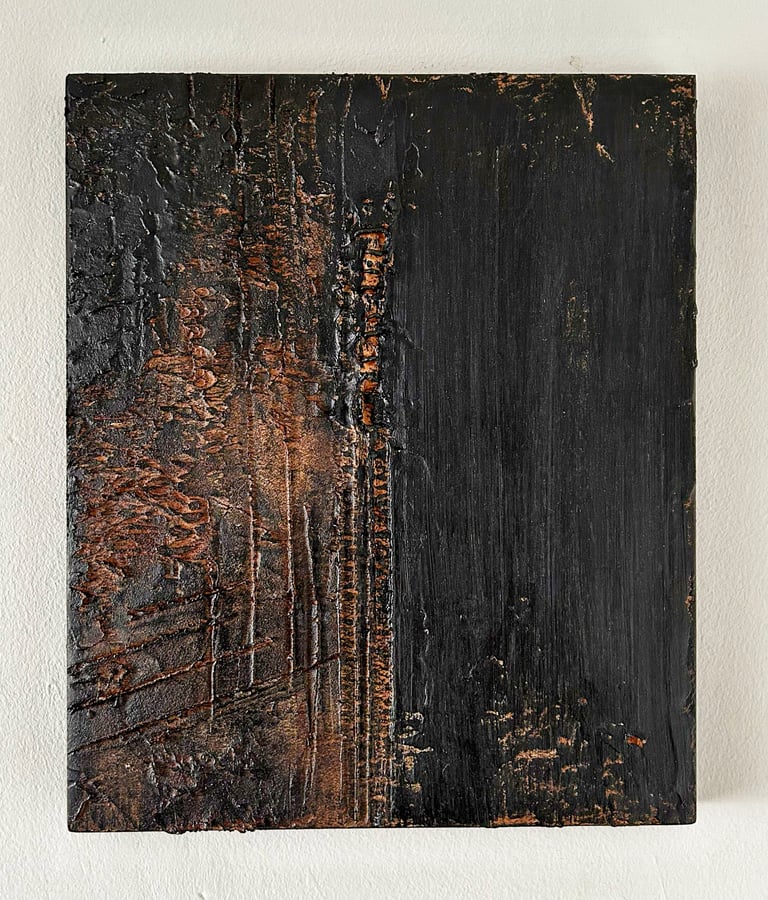 Mixed media. Abstract painting. Textured artwork. Laurence Moracchini Ditchling Sussex artist