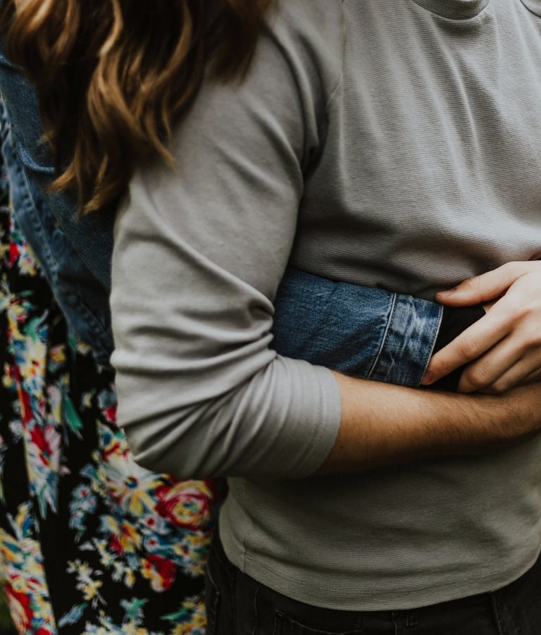 a couple embracing warmly
