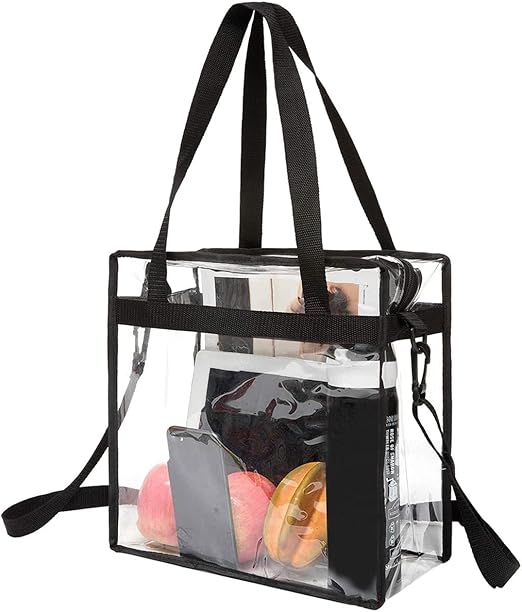 BAGAIL clear crossbody stadium-approved tote bag with zipper and adjustable strap – transparent bag 