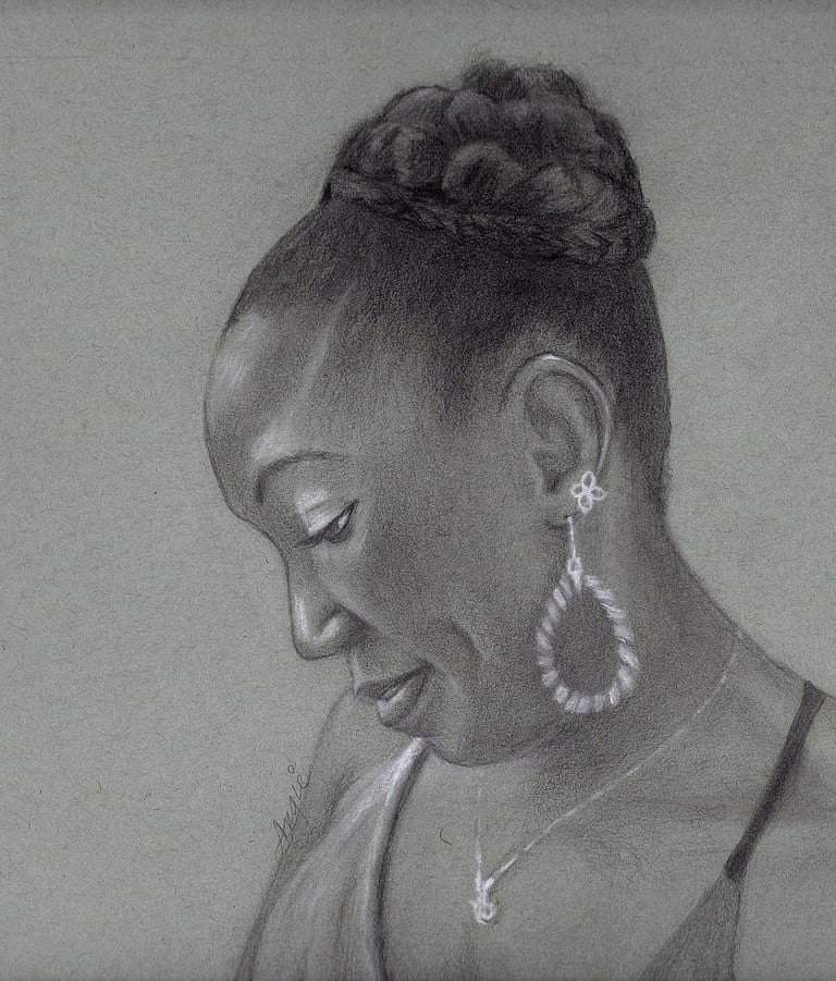 a portrait of a woman with a bunt