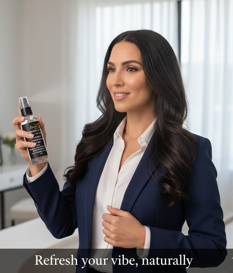 lady using Back2naturalness natural body spray on her body