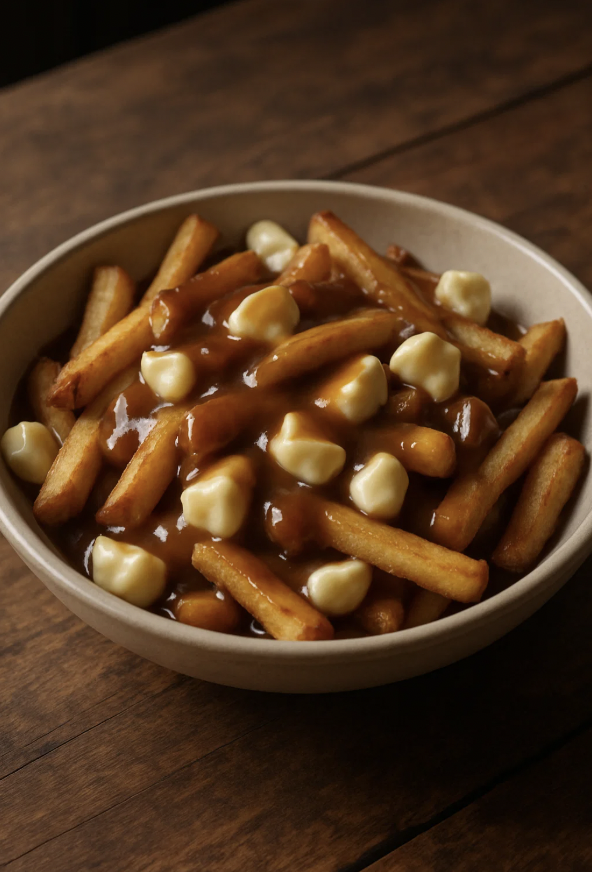 une poutine prête à être mangée pour la journée mondiale de la poutine.