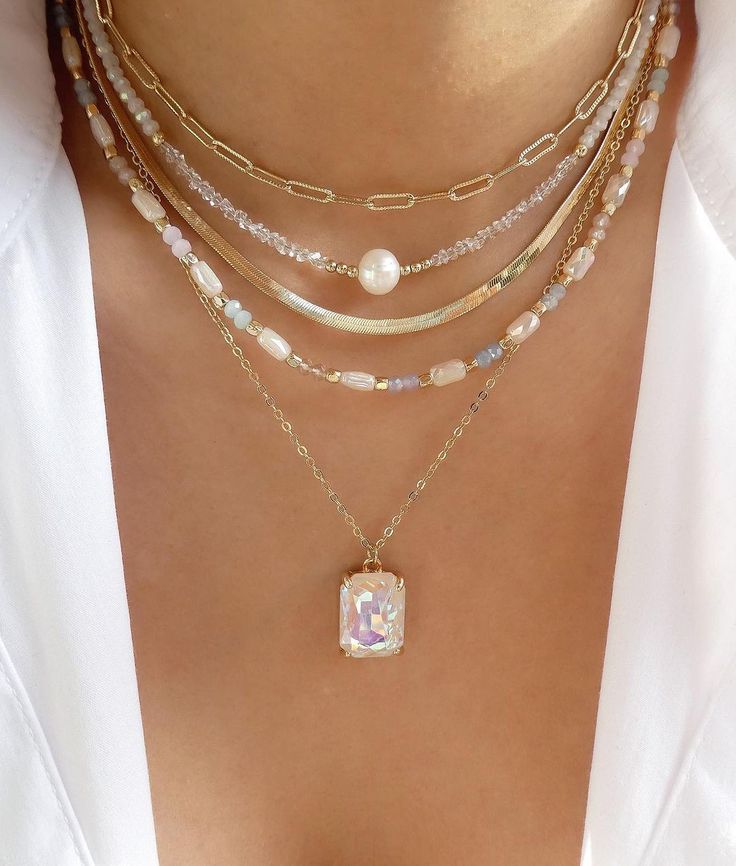 white layer necklace