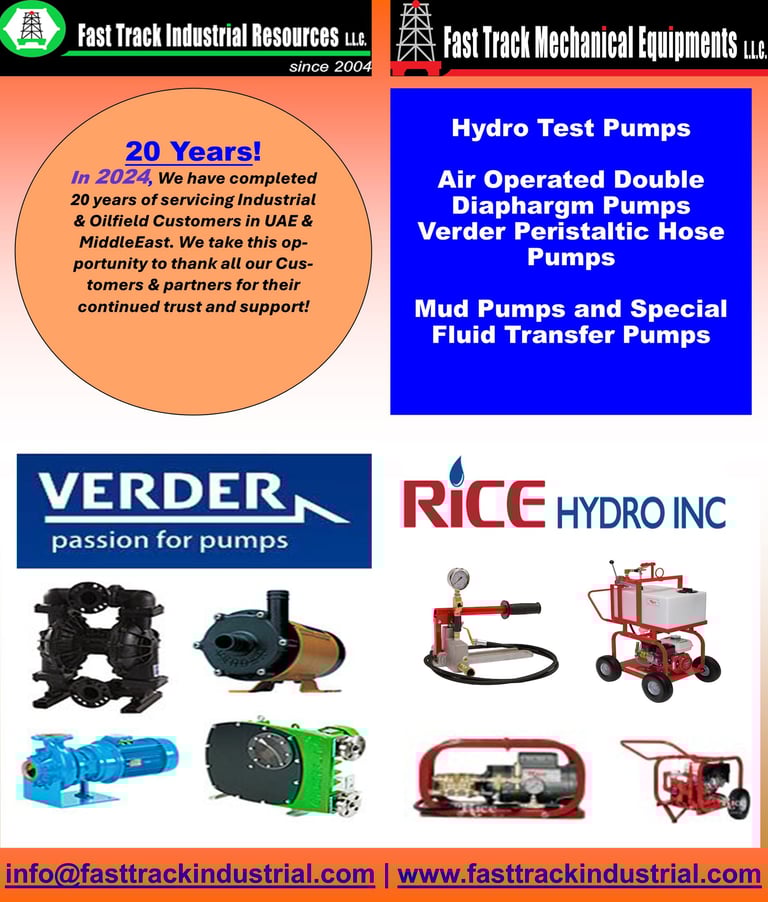Top Supplier of Hydro Test Pumps, Air operated Double Diaphragm Pumps in the UAE & MiddleEast