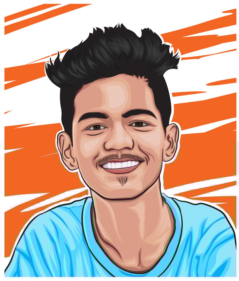 a man with a beard and a blue shirt illustration