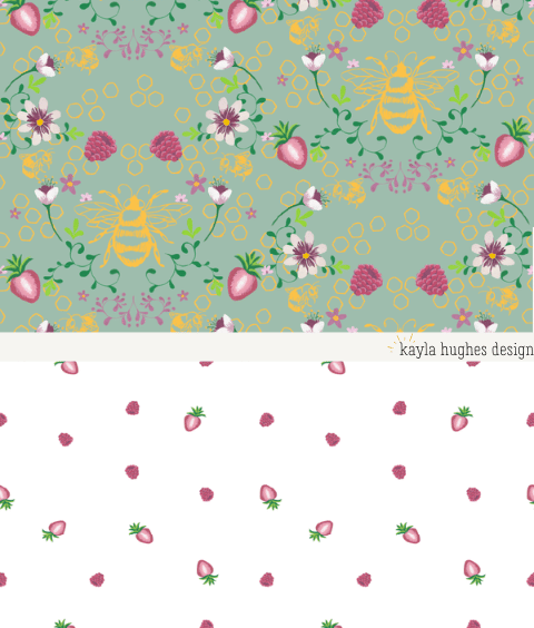 a pattern of flowers and leaves on a green background