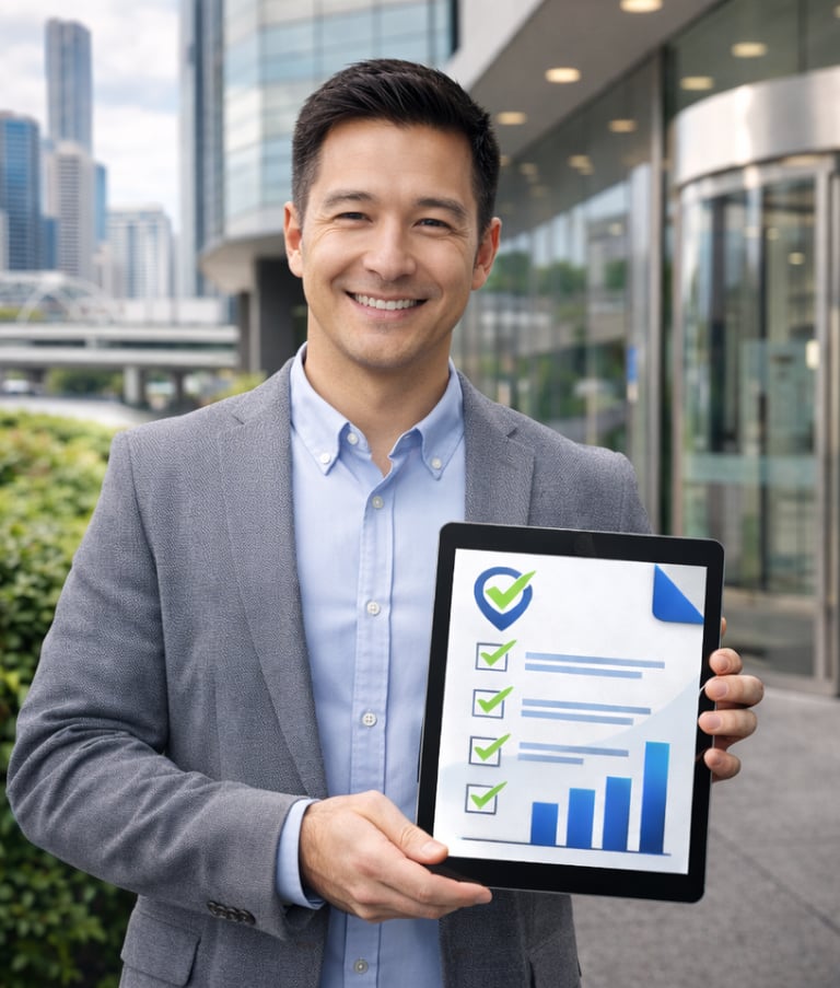 A confident professional ready to assist you