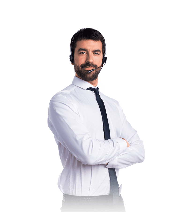 a man with a headset and a headset