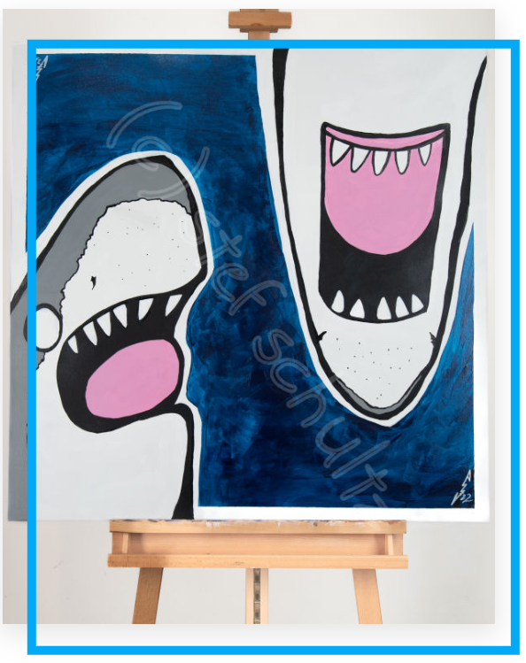 Sharky, sharks, great white, painting, los ruano gallery, los angeles, stef schultz, stefanie