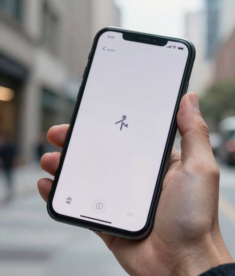 Close-up of a professional in a modern urban North American setting using a sleek Android smartphone. The screen displays a minimalist, intuitive interface. The lighting is soft and natural, emphasizing a clean and sophisticated aesthetic.