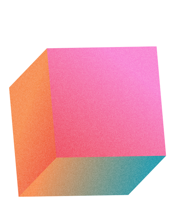 a colorful cube shaped object with a pink and blue color scheme