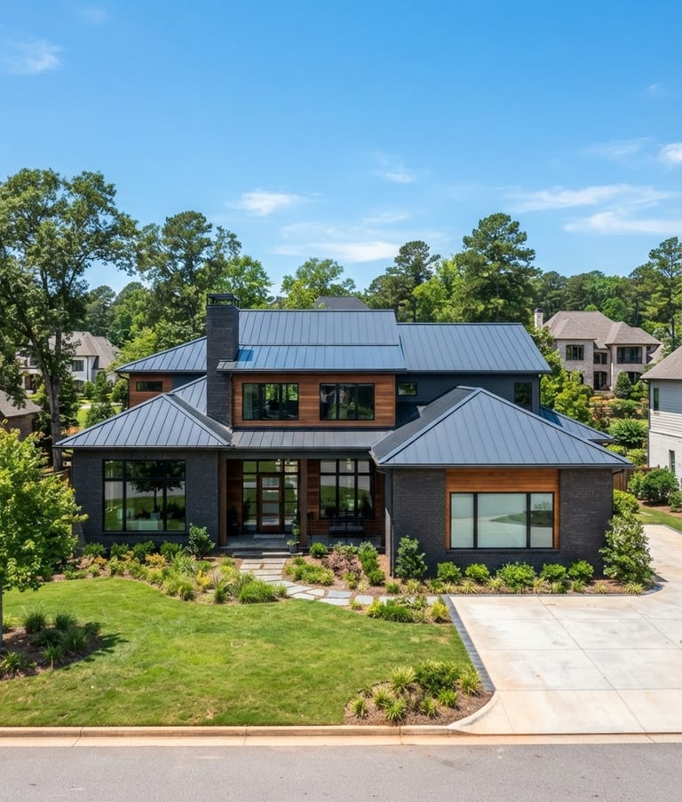 residential home in Tyler, TX, with a newly installed standing seam metal roof
