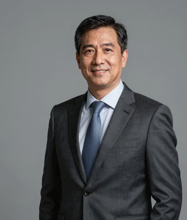 Minimalist corporate portrait of an executive in a South American business setting. Professional lighting, neutral grey background, sharp focus, clean and modern aesthetic.