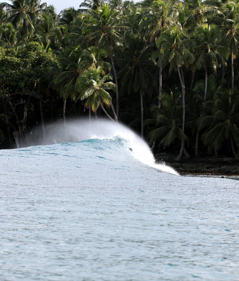 a surfer is riding a wave in the ocean