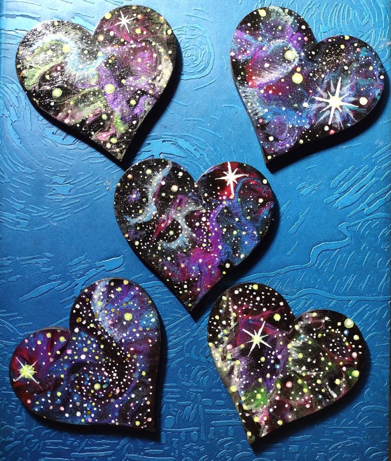 Sam Barnes acrylic hearts