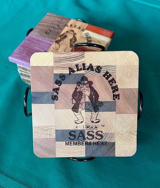 SASS laser engraved coasters