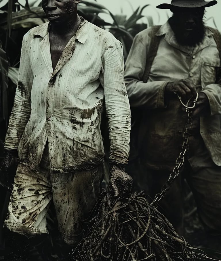 Congolese laborer in chains