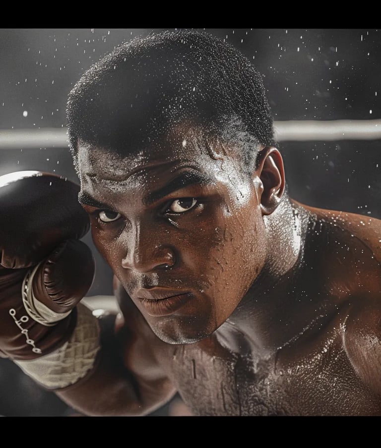 Cassius Clay mid-fight