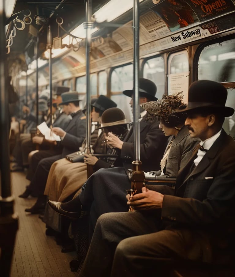 Inside a Subway Car, New York, 1904