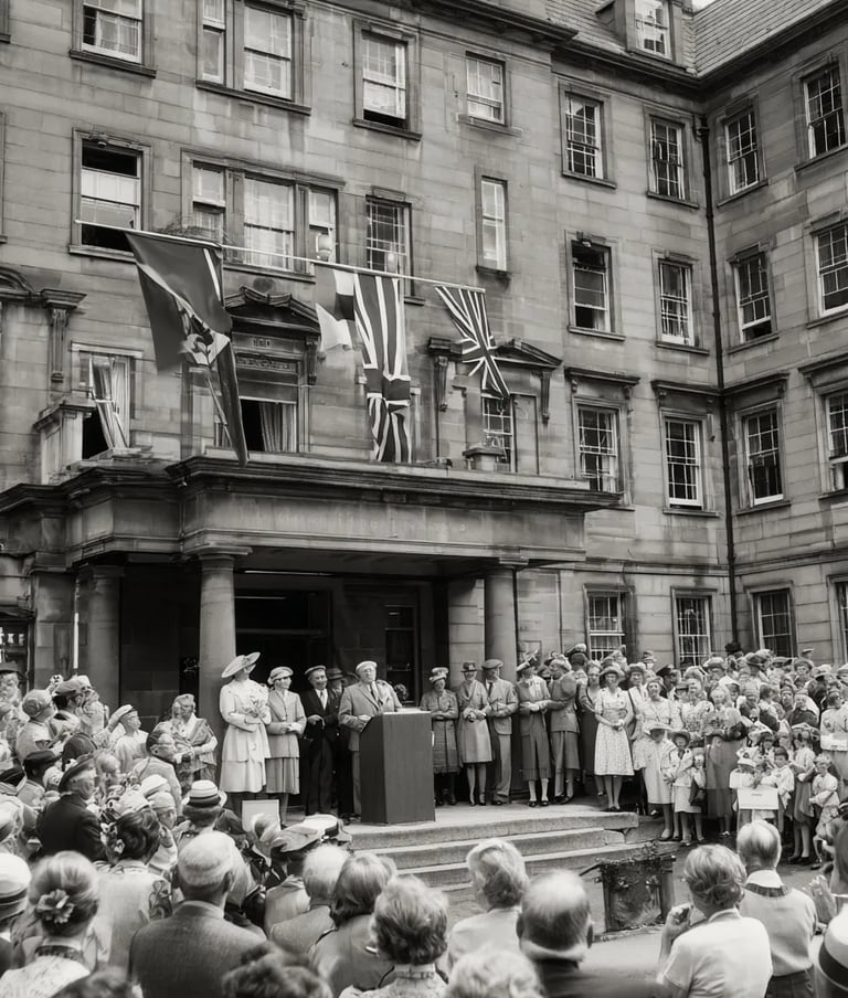 Manchester, Park Hospital, Mid-Morning July 5th 1948: Inauguration Ceremony