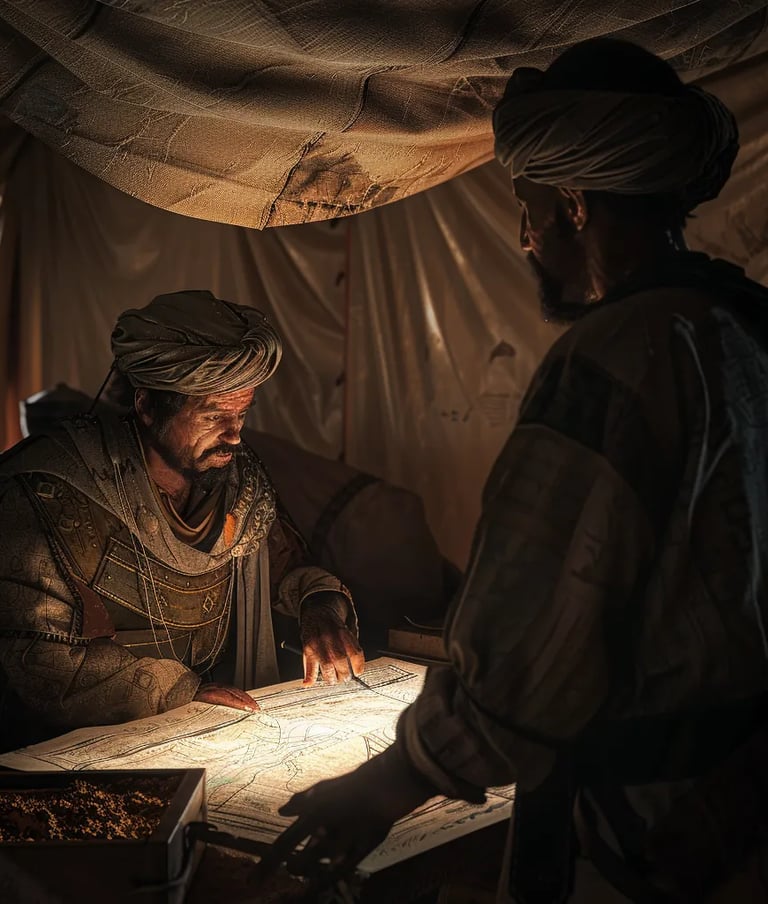 Commander Jawdar standing in a dimly lit tent