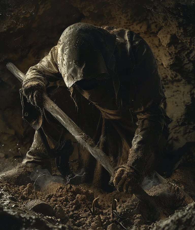 Plague Pits, London, 1348 – Close-up of a gravedigger