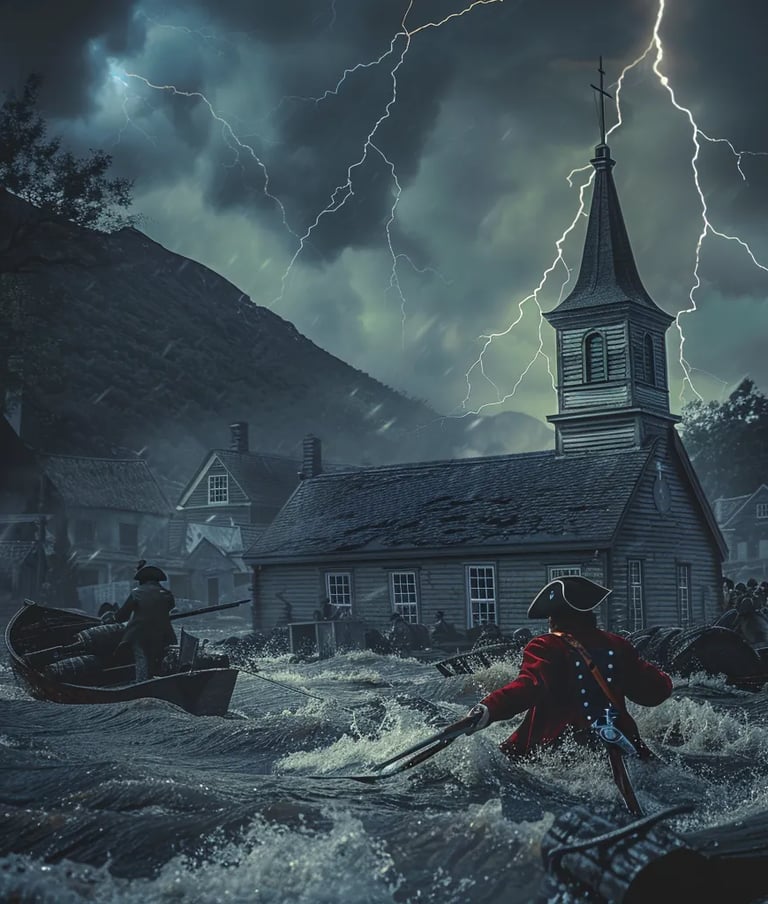 Dutch merchants scrambling to salvage crates of rum and spices from flooded warehouses
