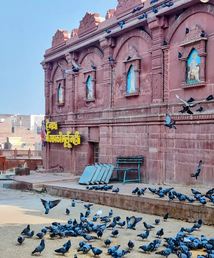 Early morning view outside Lakshminath Temple in Bikaner, capturing its calm and spiritual aura.