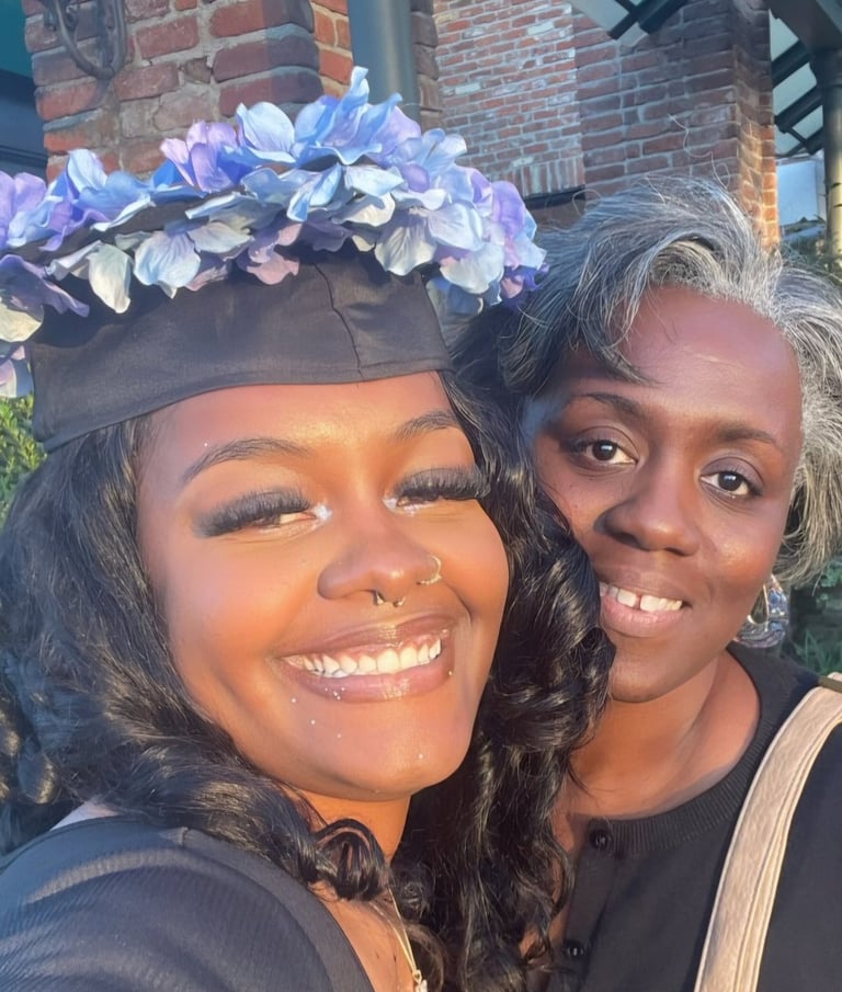 a woman in a graduation cap and gown