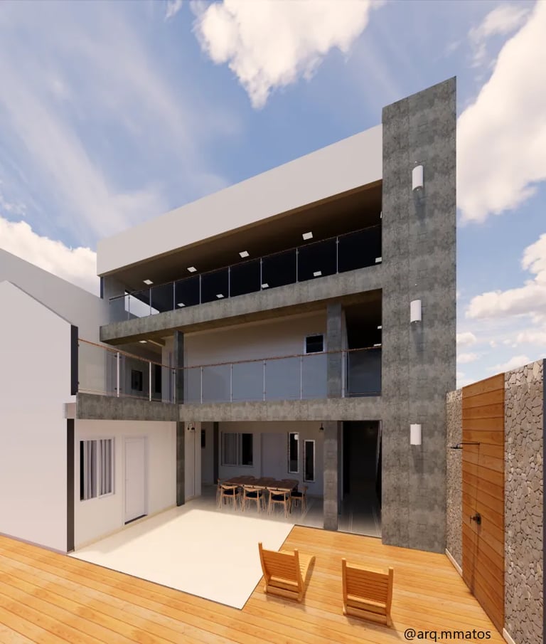 casa integrada com área de lazer