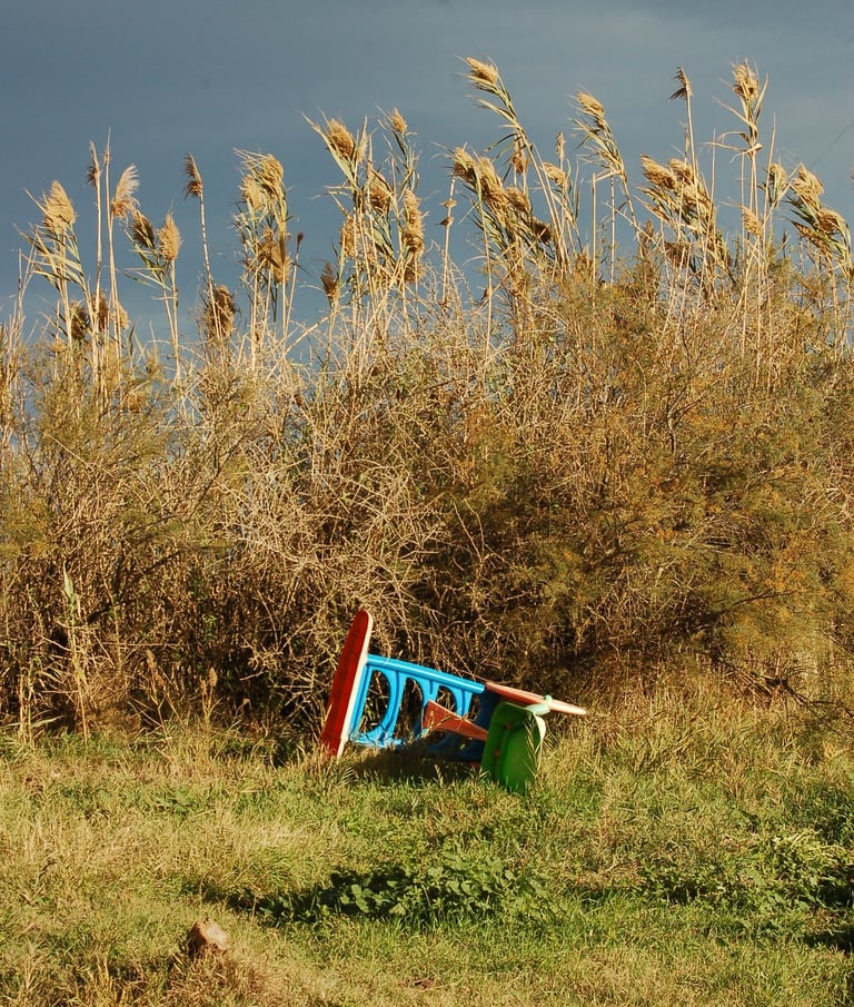 Fotografía artistica de un tobogán en un campo bucólico de la artista  Eva Mas